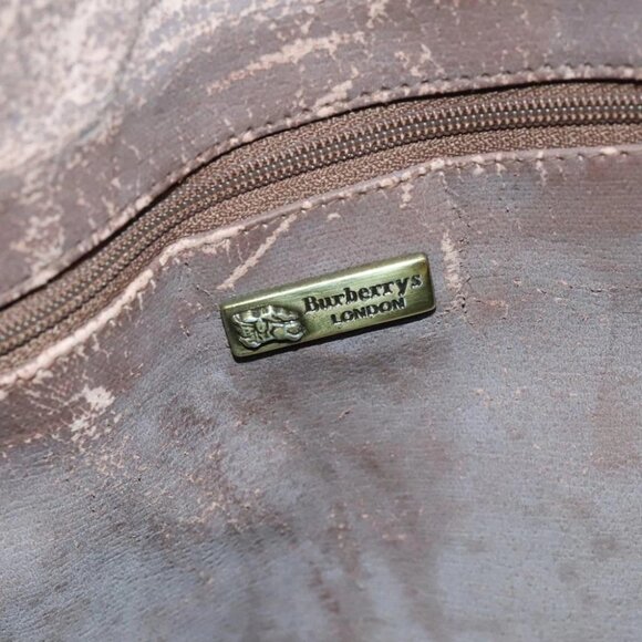 Burberrys Nova Check Boston Bag PVC 2way Beige Gold Auth 117842 - Picture 5 of 16